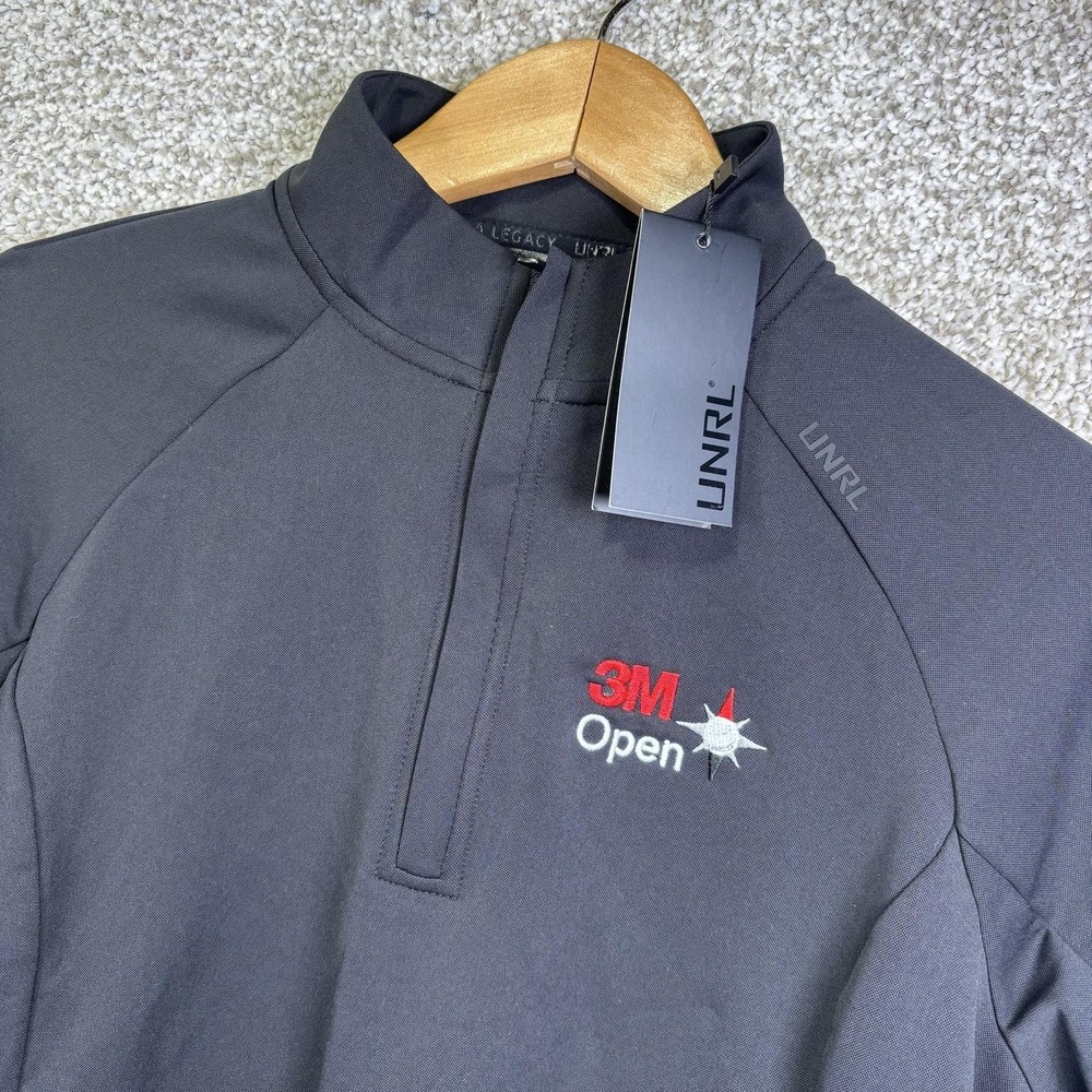 NWT UNRL Highlands Quarter Zip Pullover Womens Medium Black 3M Open Golf Top